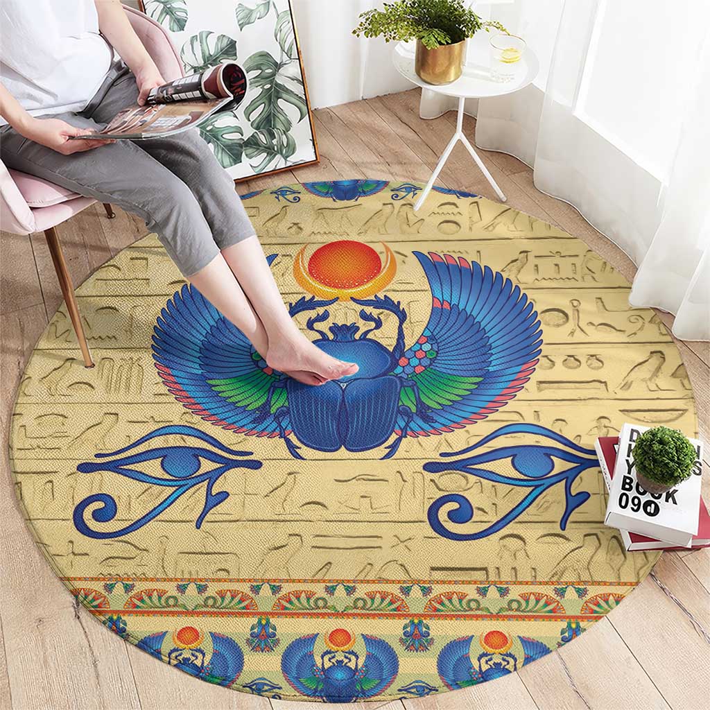 Ancient Egypt Scarab Beetle Round Carpet