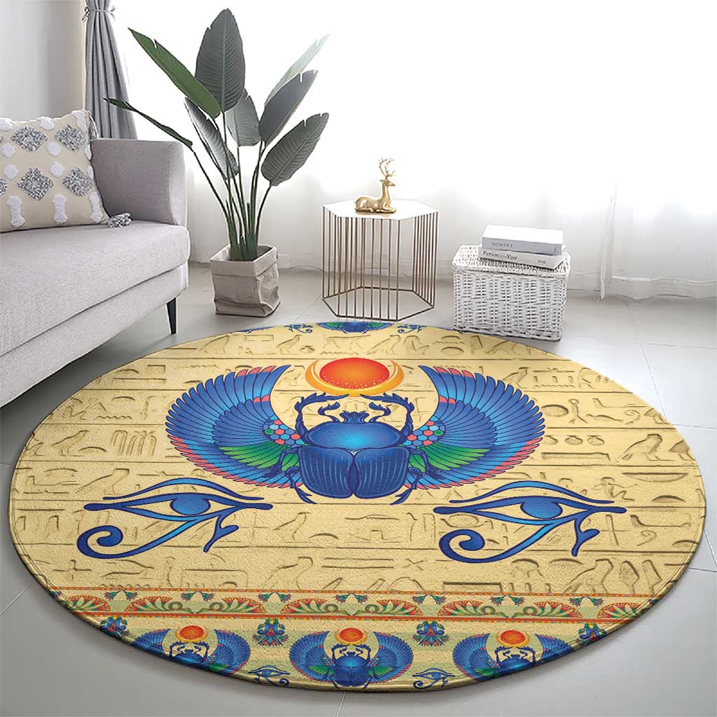 Ancient Egypt Scarab Beetle Round Carpet