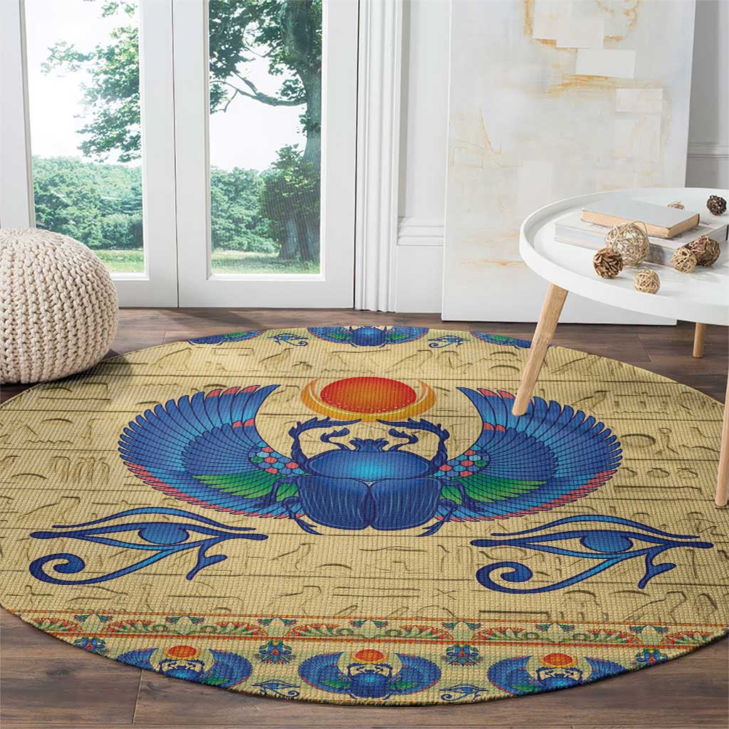 Ancient Egypt Scarab Beetle Round Carpet