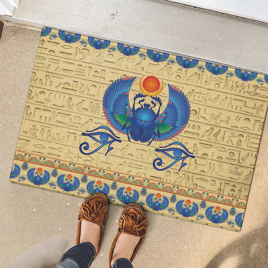 Ancient Egypt Scarab Beetle Rubber Doormat - Wonder Print Shop