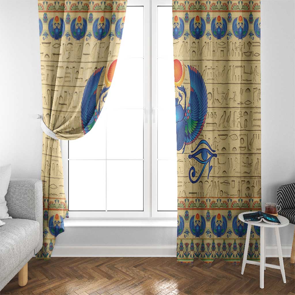 Ancient Egypt Scarab Beetle Window Curtain - Wonder Print Shop