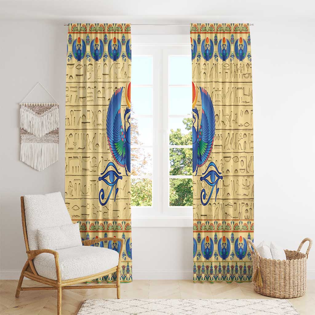 Ancient Egypt Scarab Beetle Window Curtain - Wonder Print Shop