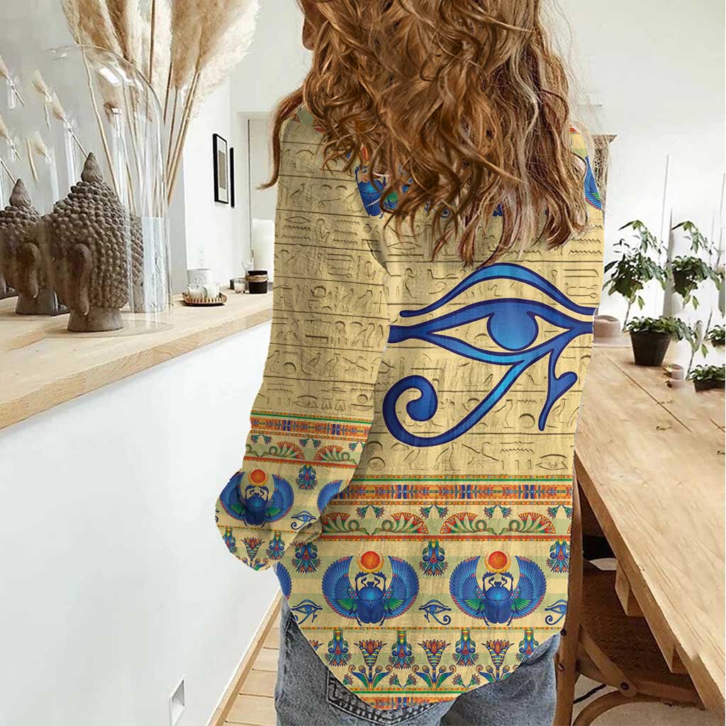 Ancient Egypt Scarab Beetle Women Casual Shirt - Wonder Print Shop