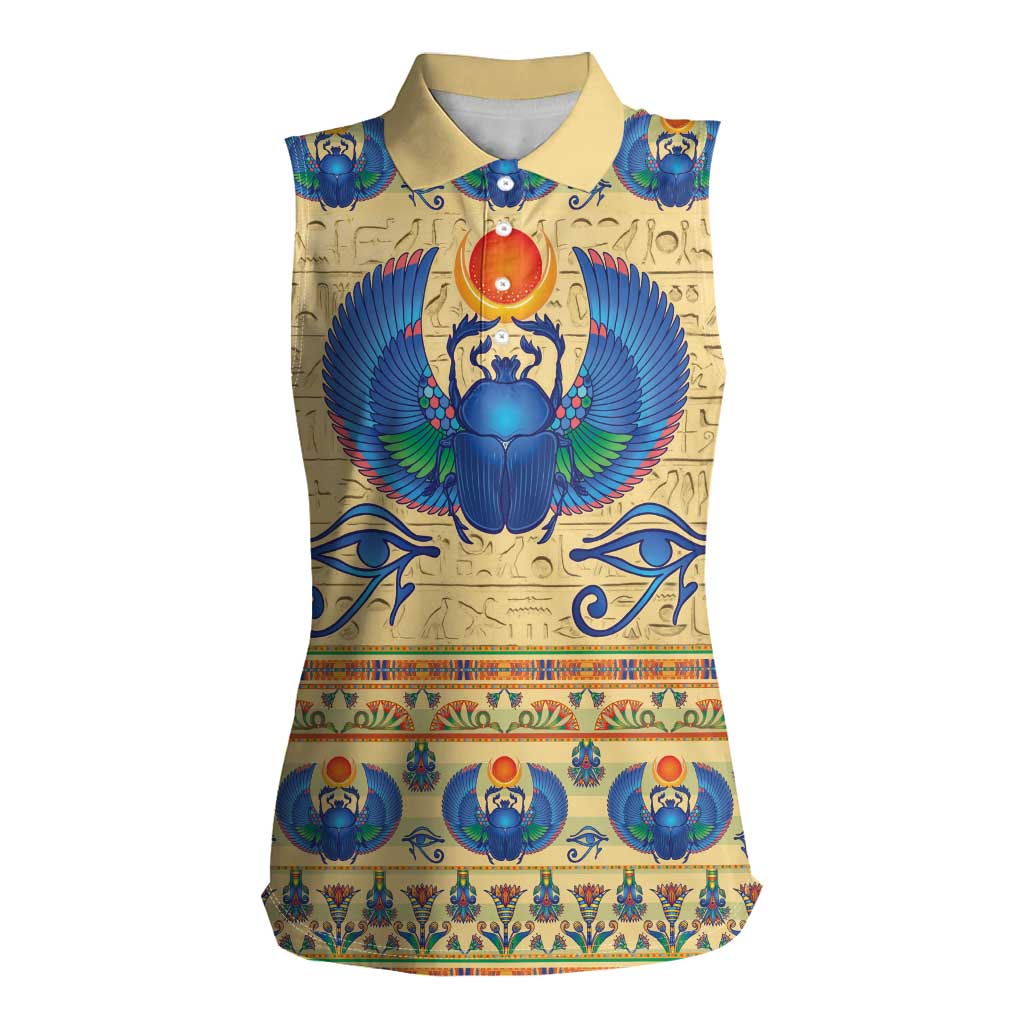 Ancient Egypt Scarab Beetle Women Sleeveless Polo Shirt - Wonder Print Shop