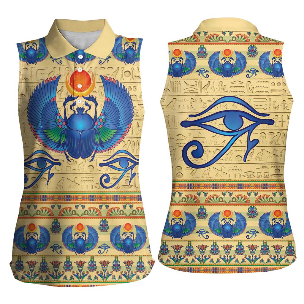 Ancient Egypt Scarab Beetle Women Sleeveless Polo Shirt - Wonder Print Shop
