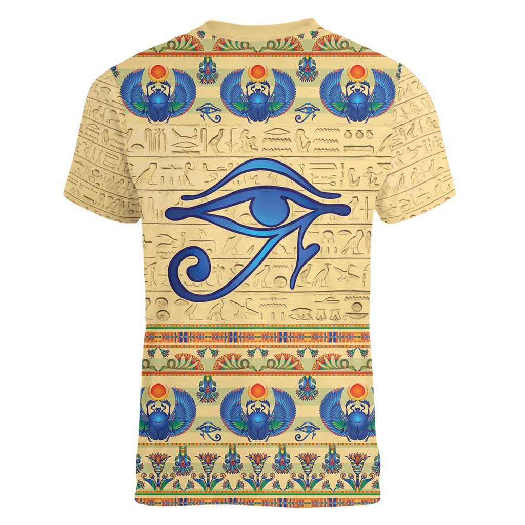 Ancient Egypt Scarab Beetle Women V-Neck T-Shirt - Wonder Print Shop