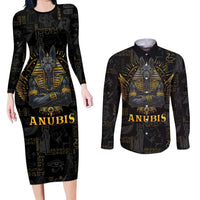 Anubis Egyptian God of Death Couples Matching Long Sleeve Bodycon Dress and Long Sleeve Button Shirt LT9 - Wonder Print Shop