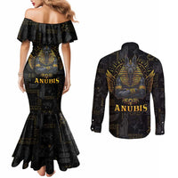Anubis Egyptian God of Death Couples Matching Mermaid Dress and Long Sleeve Button Shirt