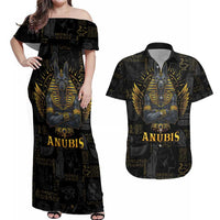 Anubis Egyptian God of Death Couples Matching Off Shoulder Maxi Dress and Hawaiian Shirt LT9 - Wonder Print Shop