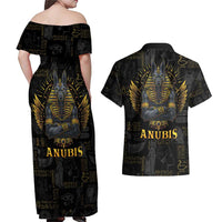 Anubis Egyptian God of Death Couples Matching Off Shoulder Maxi Dress and Hawaiian Shirt LT9 - Wonder Print Shop