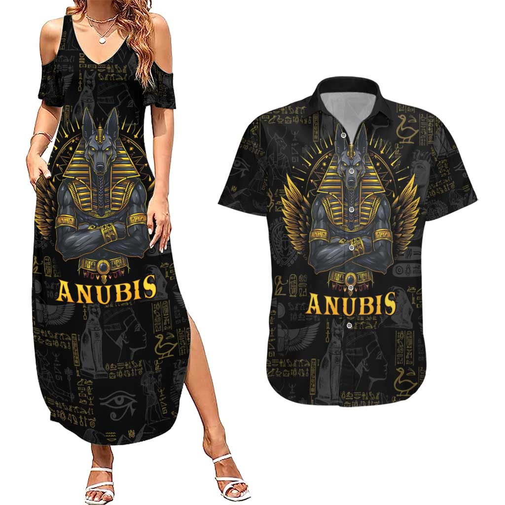 Anubis Egyptian God of Death Couples Matching Summer Maxi Dress and Hawaiian Shirt LT9 - Wonder Print Shop
