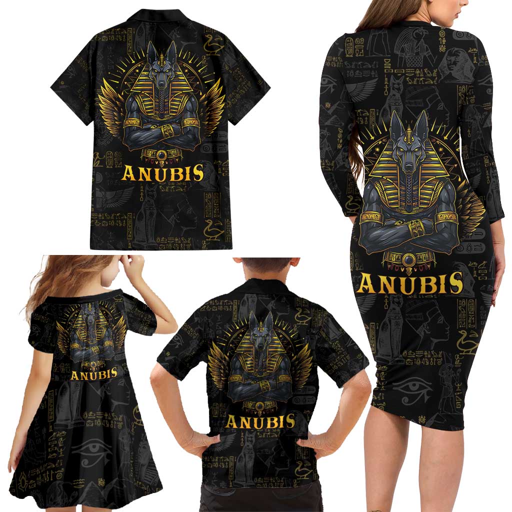 Anubis Egyptian God of Death Family Matching Long Sleeve Bodycon Dress and Hawaiian Shirt LT9 - Wonder Print Shop