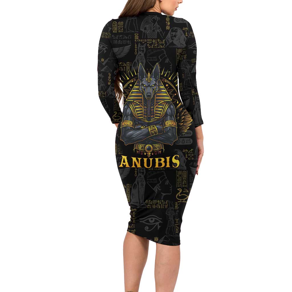 Anubis Egyptian God of Death Family Matching Long Sleeve Bodycon Dress and Hawaiian Shirt LT9 - Wonder Print Shop
