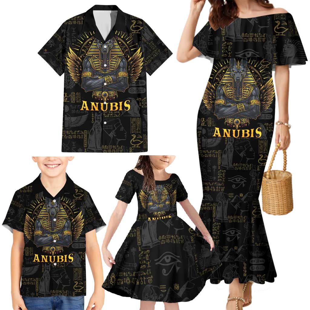 Anubis Egyptian God of Death Family Matching Mermaid Dress and Hawaiian Shirt LT9 - Wonder Print Shop
