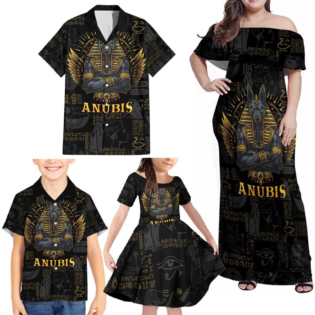 Anubis Egyptian God of Death Family Matching Off Shoulder Maxi Dress and Hawaiian Shirt LT9 - Wonder Print Shop