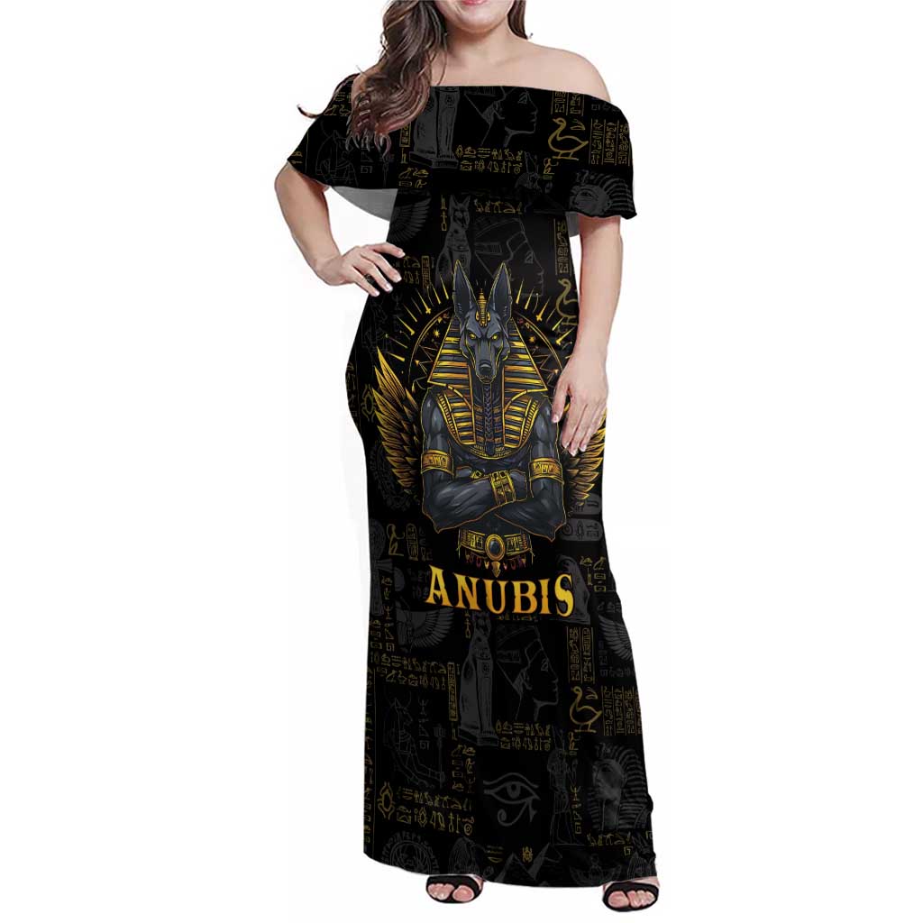 Anubis Egyptian God of Death Family Matching Off Shoulder Maxi Dress and Hawaiian Shirt LT9 - Wonder Print Shop