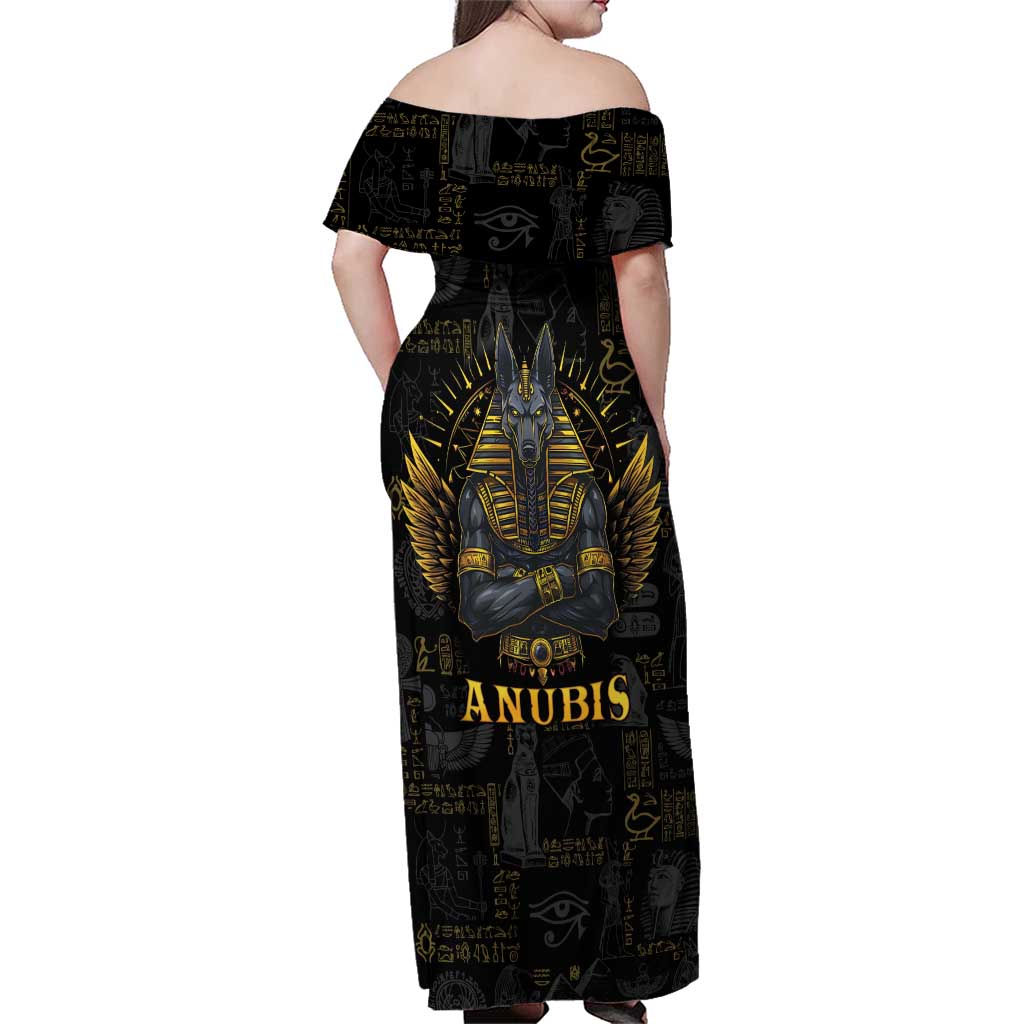 Anubis Egyptian God of Death Family Matching Off Shoulder Maxi Dress and Hawaiian Shirt LT9 - Wonder Print Shop