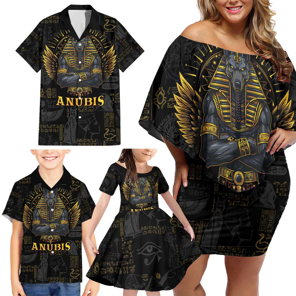 Anubis Egyptian God of Death Family Matching Off Shoulder Short Dress and Hawaiian Shirt LT9 - Wonder Print Shop