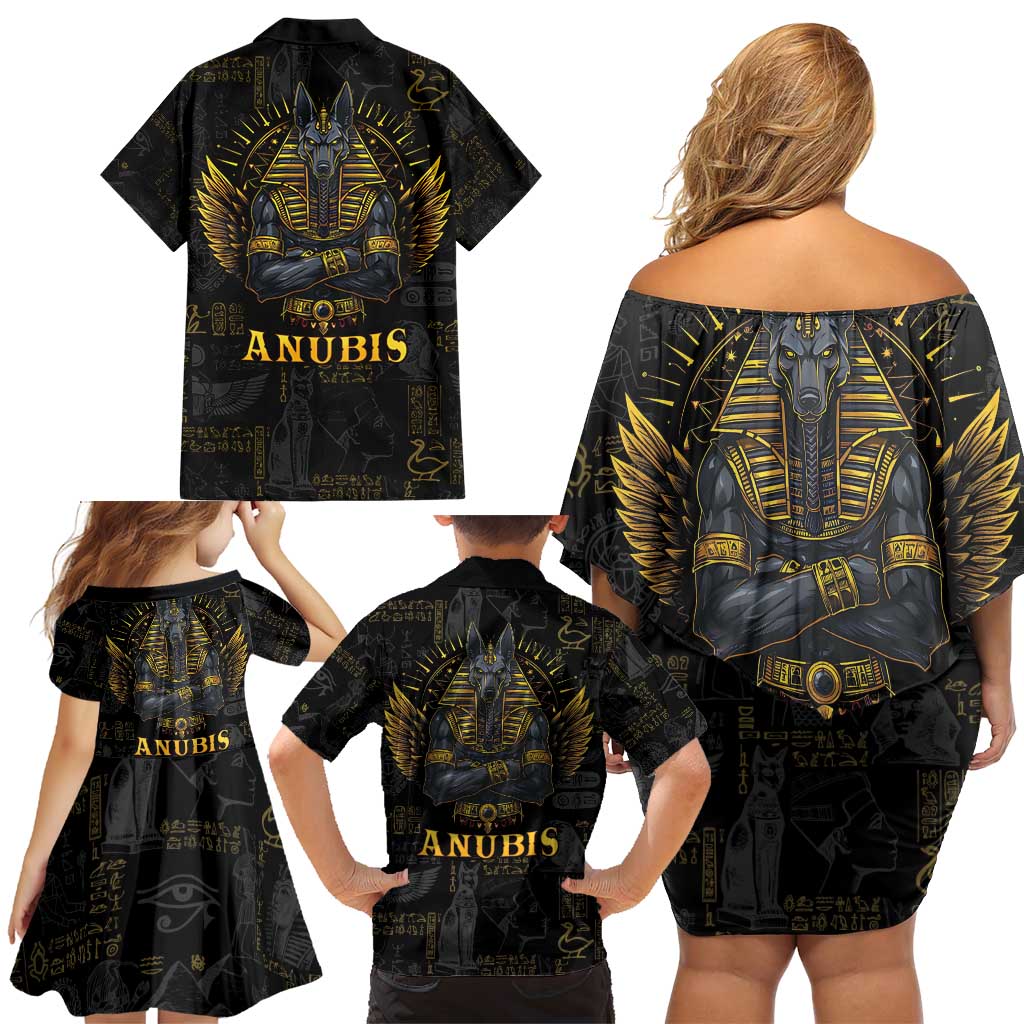 Anubis Egyptian God of Death Family Matching Off Shoulder Short Dress and Hawaiian Shirt LT9 - Wonder Print Shop