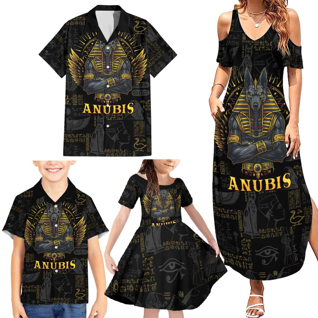 Anubis Egyptian God of Death Family Matching Summer Maxi Dress and Hawaiian Shirt - Wonder Print Shop
