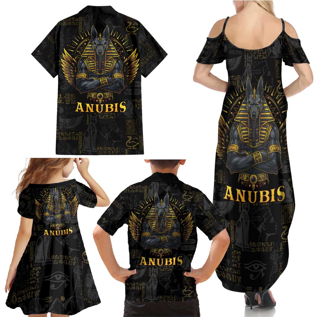 Anubis Egyptian God of Death Family Matching Summer Maxi Dress and Hawaiian Shirt - Wonder Print Shop