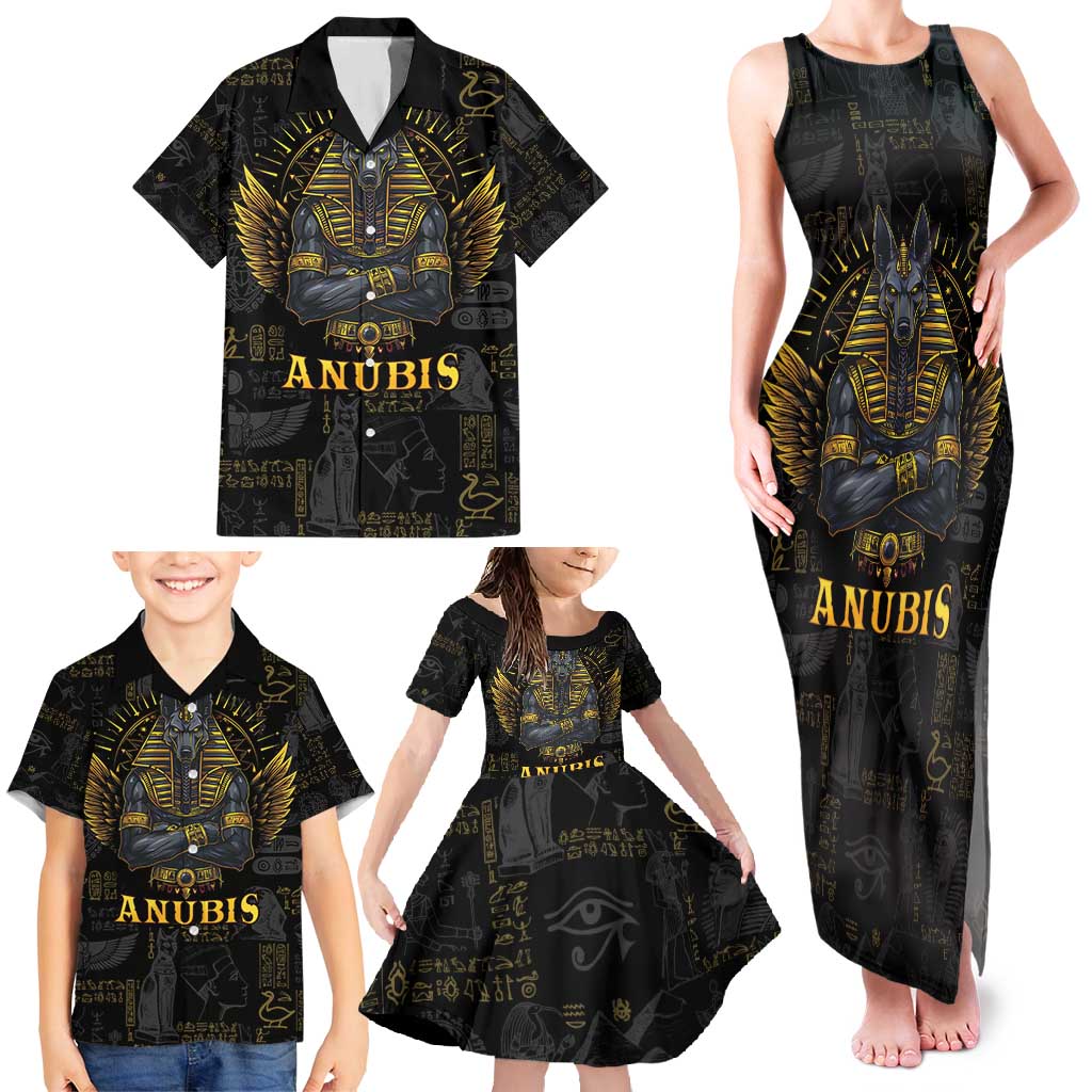 Anubis Egyptian God of Death Family Matching Tank Maxi Dress and Hawaiian Shirt - Wonder Print Shop