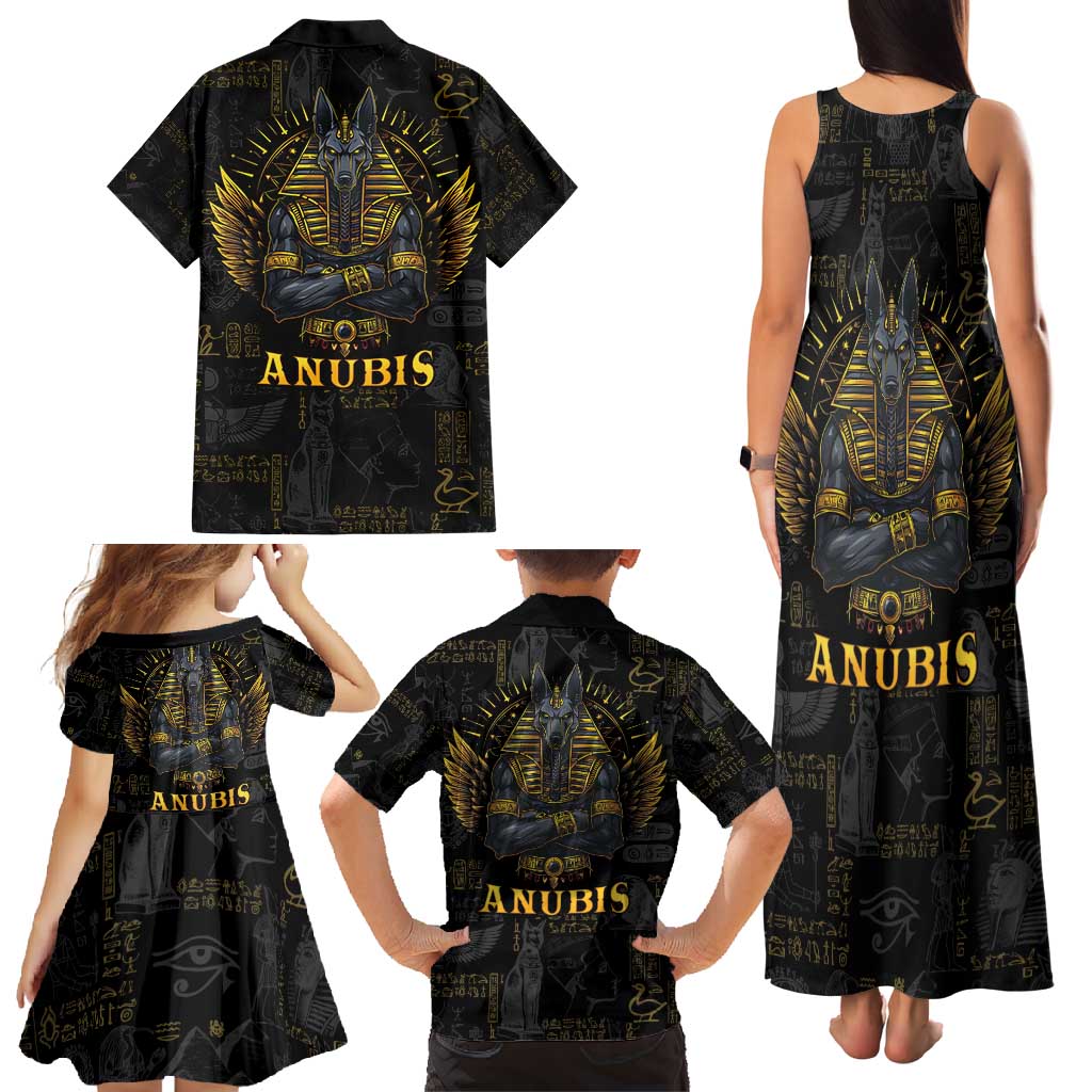 Anubis Egyptian God of Death Family Matching Tank Maxi Dress and Hawaiian Shirt - Wonder Print Shop
