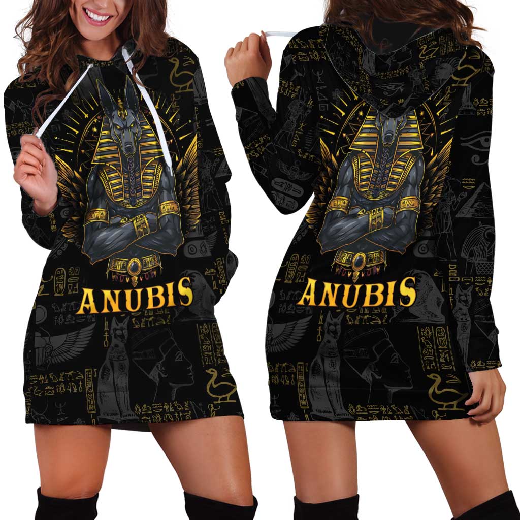 Anubis Egyptian God of Death Hoodie Dress - Wonder Print Shop