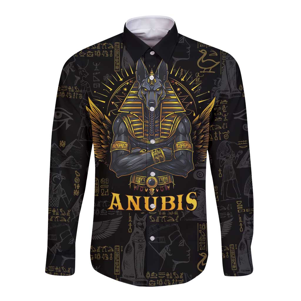 Anubis Egyptian God of Death Long Sleeve Button Shirt - Wonder Print Shop