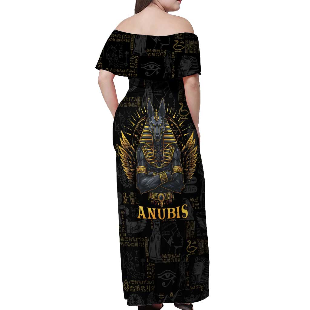 Anubis Egyptian God of Death Off Shoulder Maxi Dress - Wonder Print Shop
