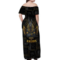 Anubis Egyptian God of Death Off Shoulder Maxi Dress - Wonder Print Shop