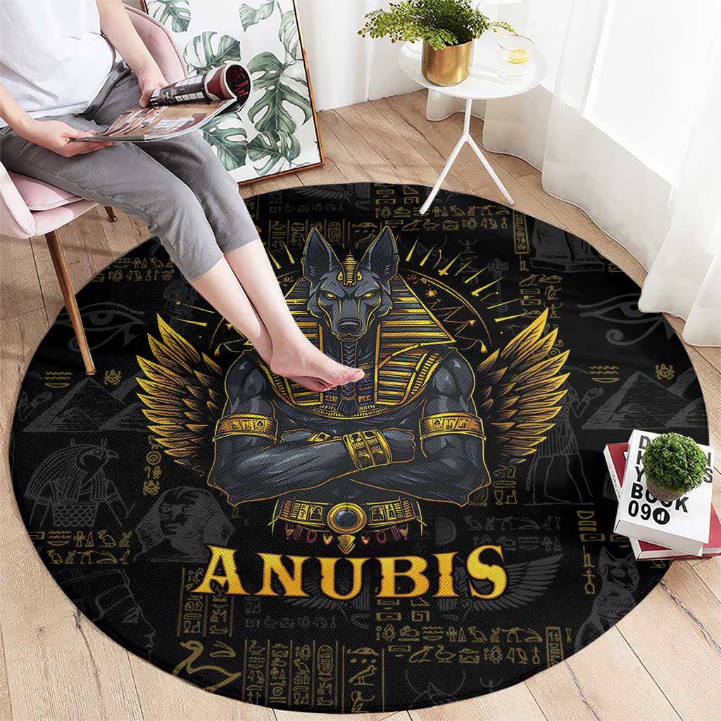 Anubis Egyptian God of Death Round Carpet