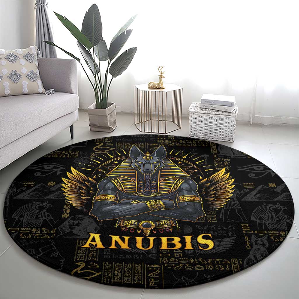 Anubis Egyptian God of Death Round Carpet