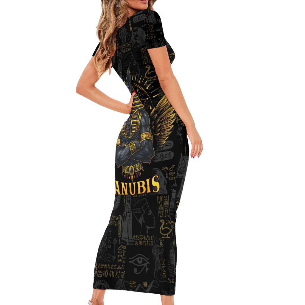Anubis Egyptian God of Death Short Sleeve Bodycon Dress - Wonder Print Shop