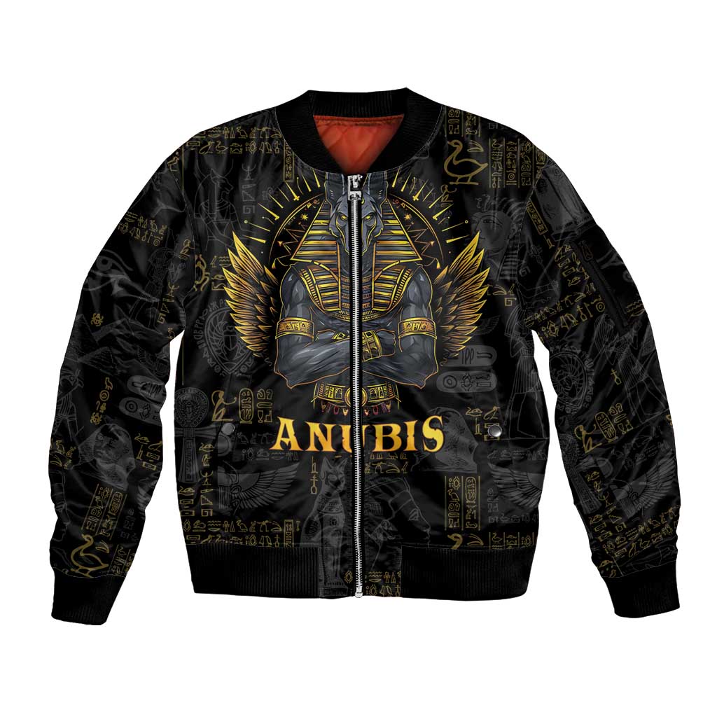 Anubis Egyptian God of Death Sleeve Zip Bomber Jacket - Wonder Print Shop