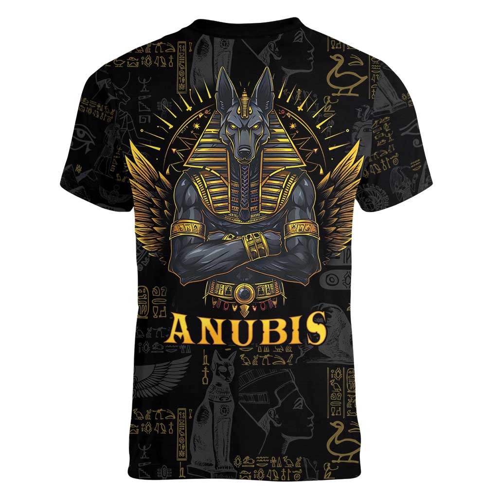 Anubis Egyptian God of Death Women V-Neck T-Shirt - Wonder Print Shop