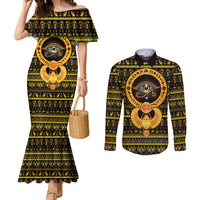 Egyptian God of The Sun Eye of Ra Couples Matching Mermaid Dress and Long Sleeve Button Shirt