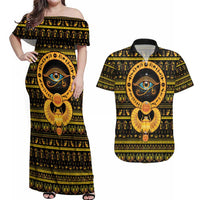 Egyptian God of The Sun Eye of Ra Couples Matching Off Shoulder Maxi Dress and Hawaiian Shirt LT9 - Wonder Print Shop