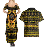 Egyptian God of The Sun Eye of Ra Couples Matching Summer Maxi Dress and Hawaiian Shirt LT9 - Wonder Print Shop