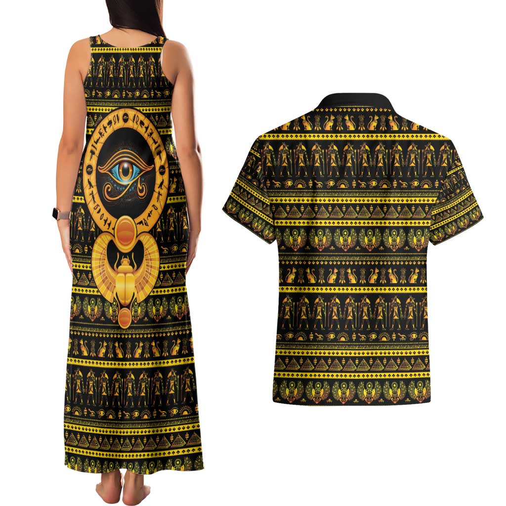 Egyptian God of The Sun Eye of Ra Couples Matching Tank Maxi Dress and Hawaiian Shirt LT9 - Wonder Print Shop