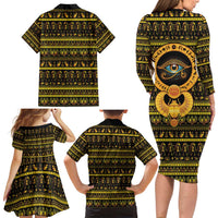 Egyptian God of The Sun Eye of Ra Family Matching Long Sleeve Bodycon Dress and Hawaiian Shirt LT9 - Wonder Print Shop