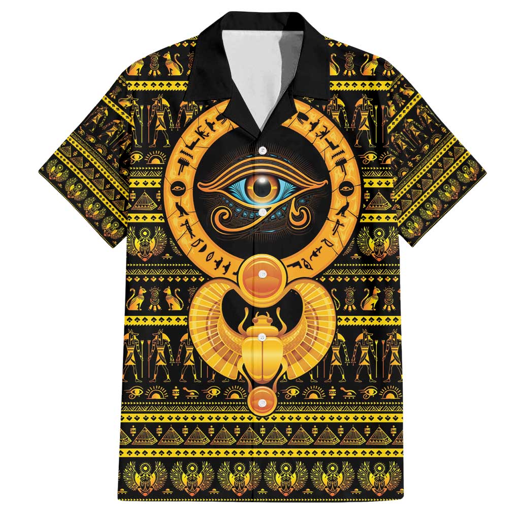 Egyptian God of The Sun Eye of Ra Family Matching Long Sleeve Bodycon Dress and Hawaiian Shirt LT9 - Wonder Print Shop