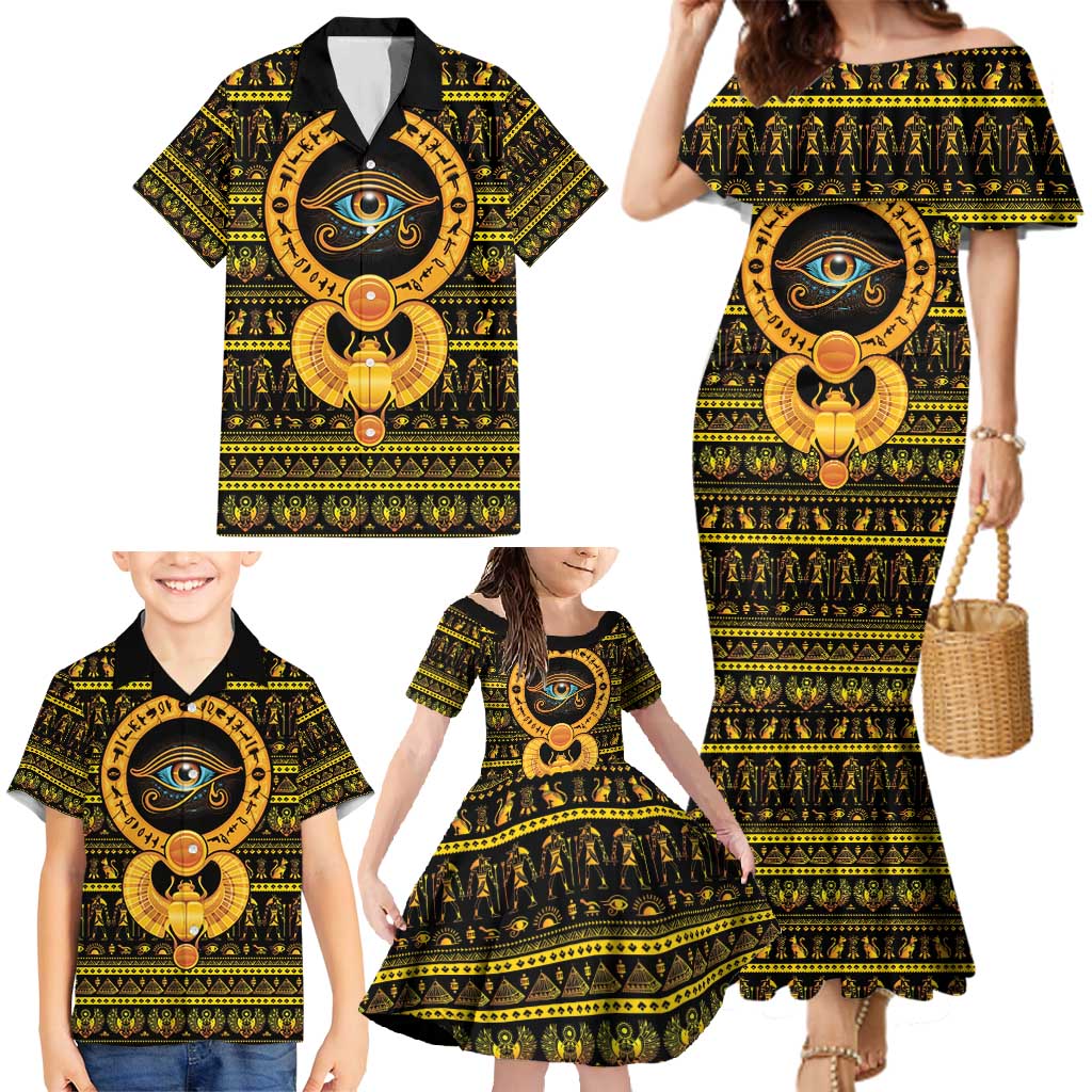 Egyptian God of The Sun Eye of Ra Family Matching Mermaid Dress and Hawaiian Shirt LT9 - Wonder Print Shop