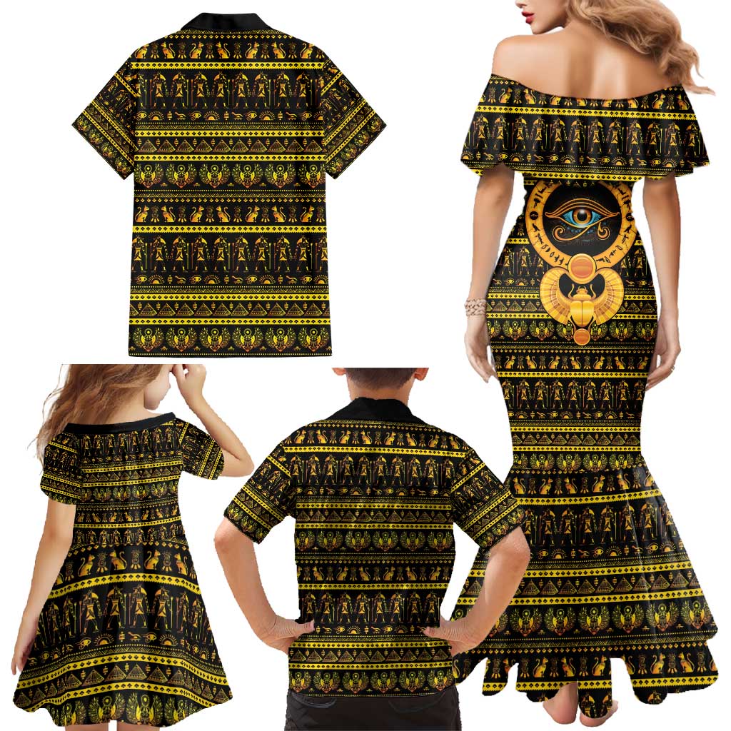 Egyptian God of The Sun Eye of Ra Family Matching Mermaid Dress and Hawaiian Shirt LT9 - Wonder Print Shop