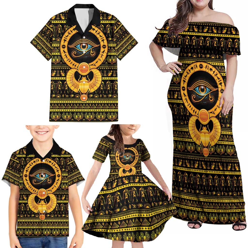 Egyptian God of The Sun Eye of Ra Family Matching Off Shoulder Maxi Dress and Hawaiian Shirt LT9 - Wonder Print Shop