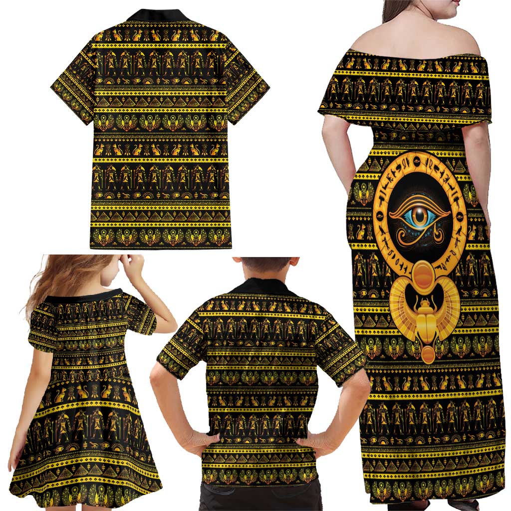 Egyptian God of The Sun Eye of Ra Family Matching Off Shoulder Maxi Dress and Hawaiian Shirt LT9 - Wonder Print Shop