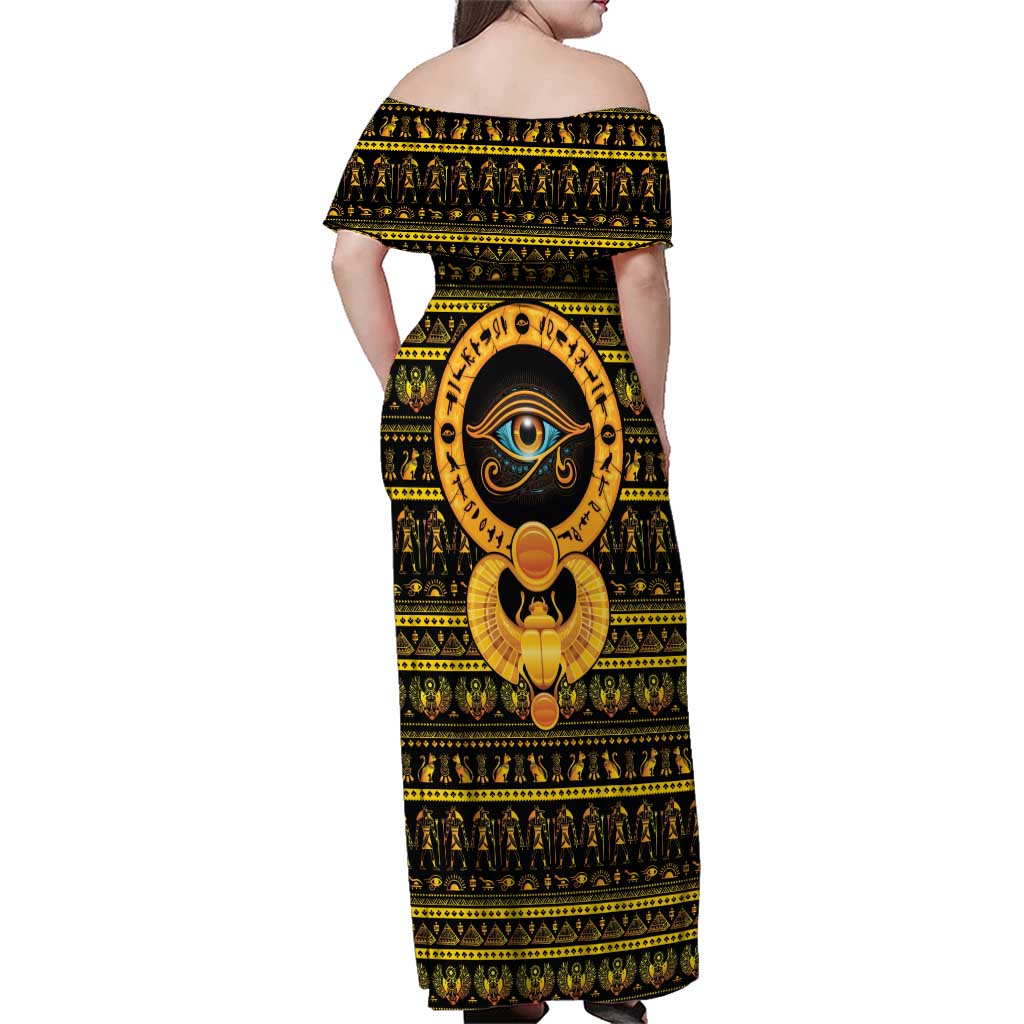 Egyptian God of The Sun Eye of Ra Family Matching Off Shoulder Maxi Dress and Hawaiian Shirt LT9 - Wonder Print Shop