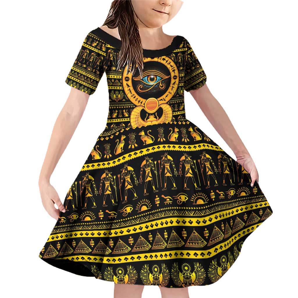 Egyptian God of The Sun Eye of Ra Family Matching Off Shoulder Short Dress and Hawaiian Shirt LT9 - Wonder Print Shop