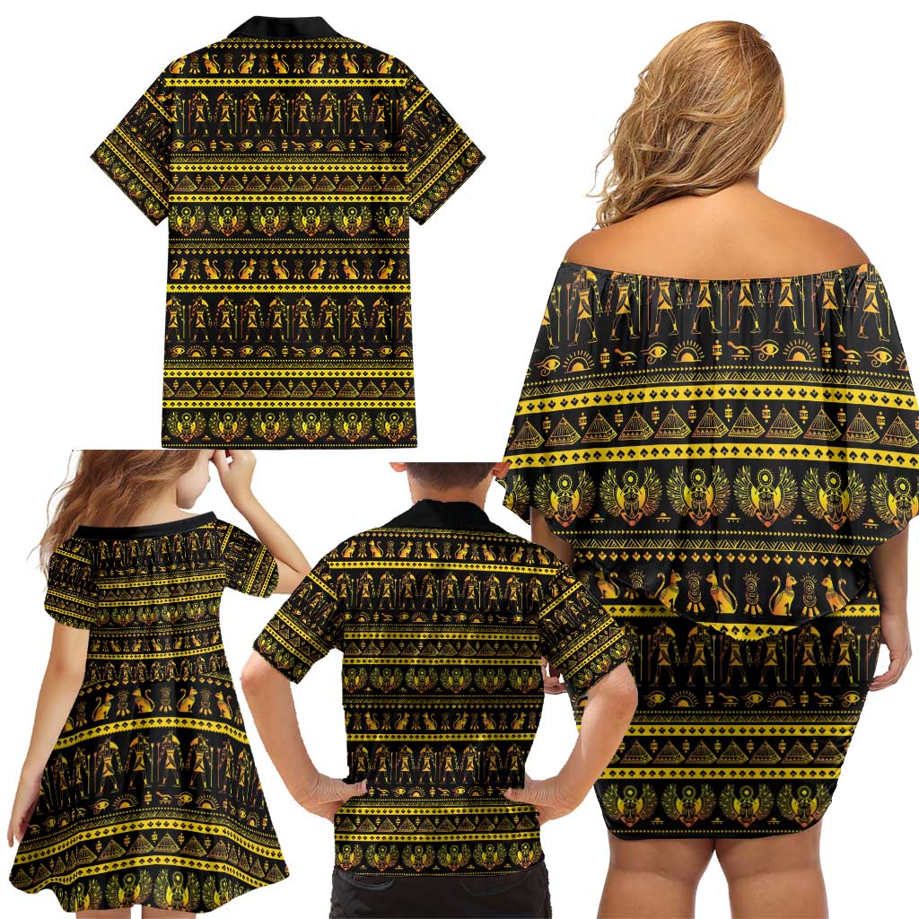 Egyptian God of The Sun Eye of Ra Family Matching Off Shoulder Short Dress and Hawaiian Shirt LT9 - Wonder Print Shop