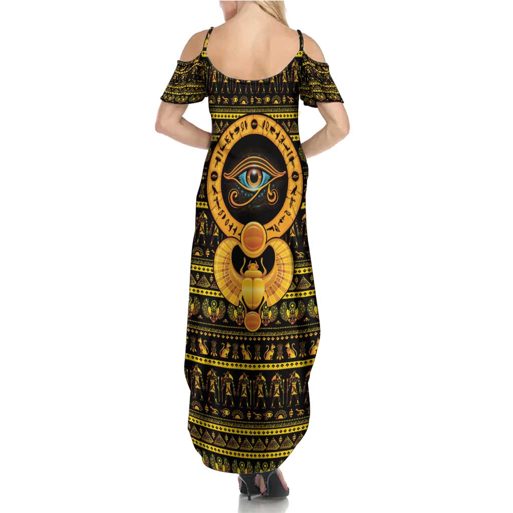 Egyptian God of The Sun Eye of Ra Family Matching Summer Maxi Dress and Hawaiian Shirt - Wonder Print Shop